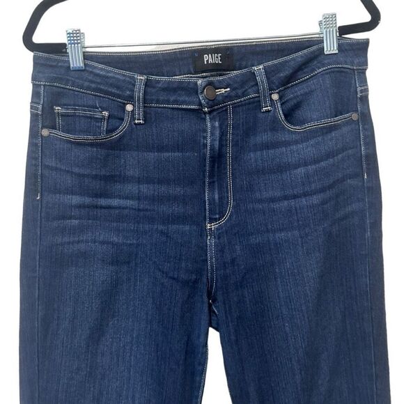 Paige Slim Fit Stretch Skinny Hoxton Ankle Jeans Blue Denim Dark wash Size 32 - Picture 5 of 14